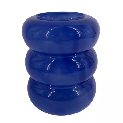 Vase en verre opaque fome boule bleu Ø16 x H.23 cm Ornami