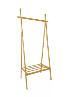 Portant pliable en bambou avec 1 étagère l. 75 x H. 160 cm