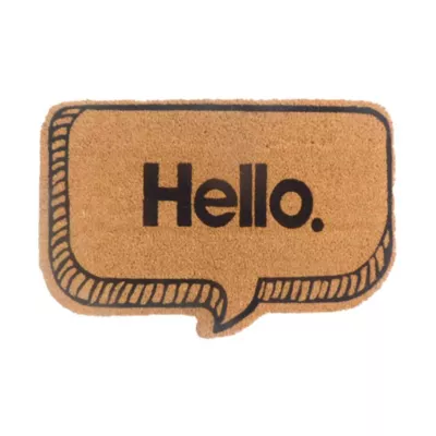 Paillasson d'entrée bulle antidérapant en fibre de coco " Hello " noir L.60 x l.40cm Ornami