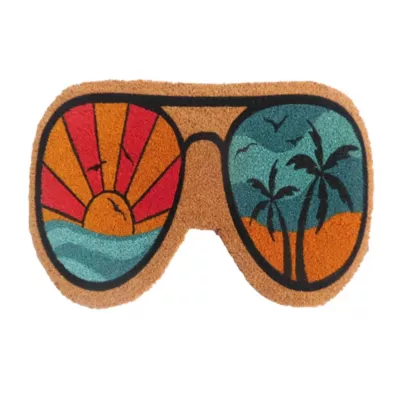 Paillasson d'entrée lunettes de soleil antidérapant en fibre de coco multicouleurs L.60 x l.40cm Ornami