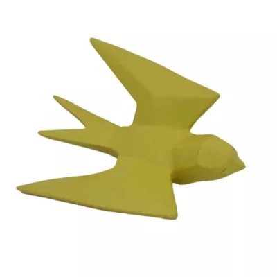 Oiseau fixation murale en résine origami jaune H.13cm Ornami