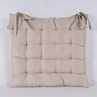 Galette de chaise déperlante uni coton beige L.45 x l.45 x ep.4cm Ornami