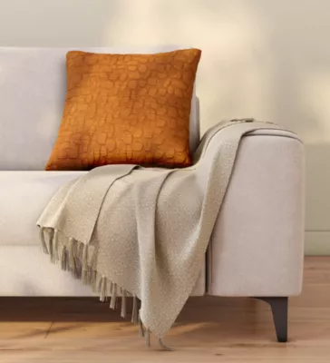 Housse de coussin Ethnique jacquard jaune ocre l.45 x L.45cm Ornami