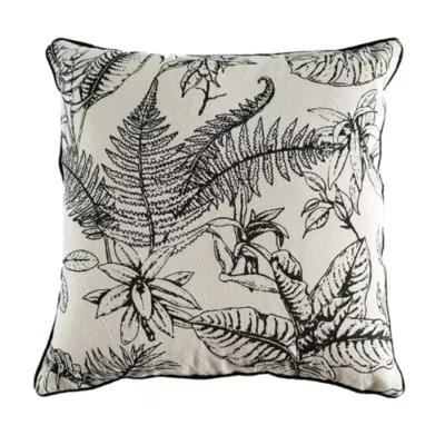 Housse de coussin Strely fleuri noir et blanc l.45 x L.45cm Ornami