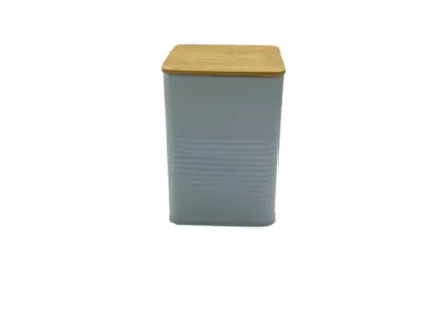 Boîte en métal Ornami bleu avec couvercle en bambou 1,58 L