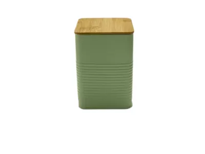 Boîte en métal Ornami vert avec couvercle en bambou 1,58 L