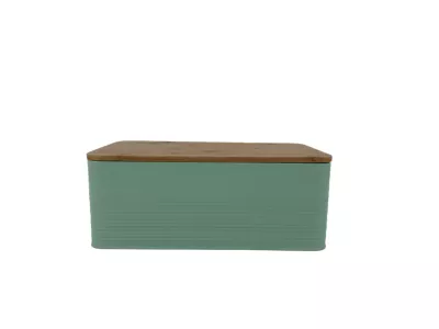 Boîte à pain vert avec couvercle en bambou Ornami
