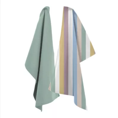 Torchon en coton vert et multicolore l.50 x l.70 cm, Ornami vendu par 2