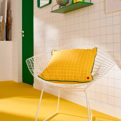 Coussin Sodeco jaune en coton l.50 x L.50 cm