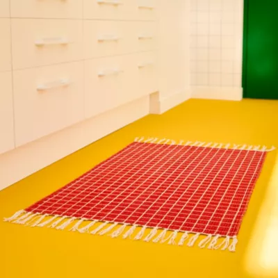 Tapis réversible Sodeco jaune et rouge l.60 x L.90 cm