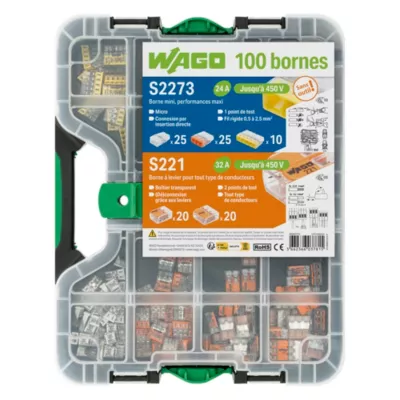Malette de 100 bornes de connexion automatique S221 et S2273 Wago