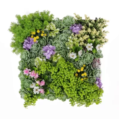 Cadre décoratif carré plantes artificielles L.50 x l.50 cm