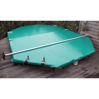 Bâche à barres Sequoia Logipool pour piscine bois – vendue au m² – PVC 550 g/m² – barres aluminium – sécurité enfant