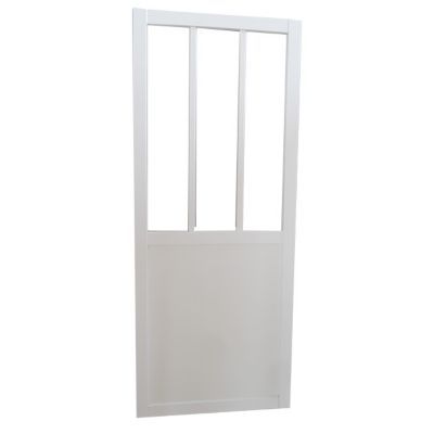 Porte coulissante vitrée esprit atelier blanc H.204 x l.93 cm
