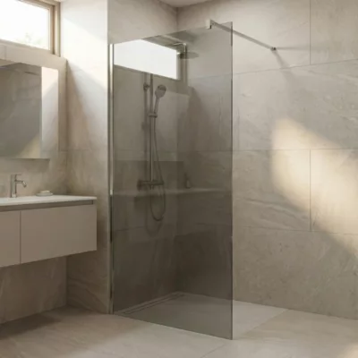Paroi de douche à l'italienne Cooke & Lewis Zilia verre fumé 80 cm