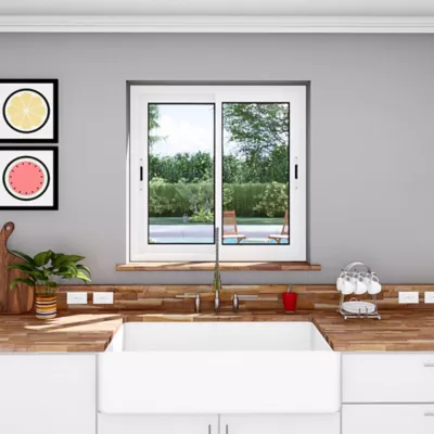 Fenêtre alu 2 vantaux coulissante blanc - l.120 x h.120 cm
