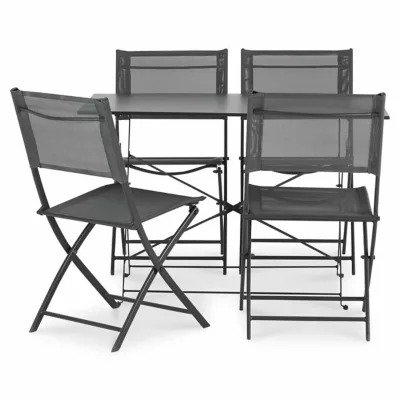 Salon de jardin Saba - Table + 4 chaises anthracite