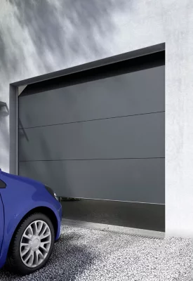 Porte de garage sectionnelle motorisée gris - L.240 x h.200 cm (en kit) + 4 télécommandes dont 2 offertes