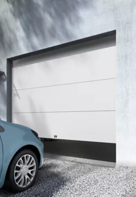 Porte de garage sectionnelle motorisée blanc - L.240 x h.200 cm (en kit) + 4 télécommandes dont 2 offertes