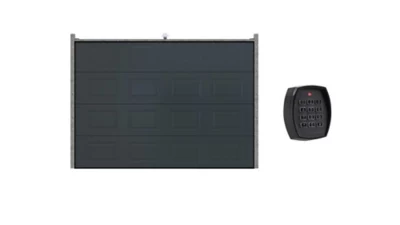 Porte de garage sectionnelle GoodHome anthracite avec K7 L. 240 x H. 200 cm + télécommande