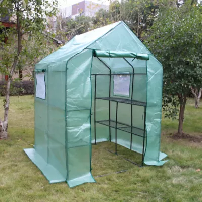 Serre de jardin + 8 étagères structure acier L.1,45 x l.1,45 x H.2,00 m surface 2,1 m²