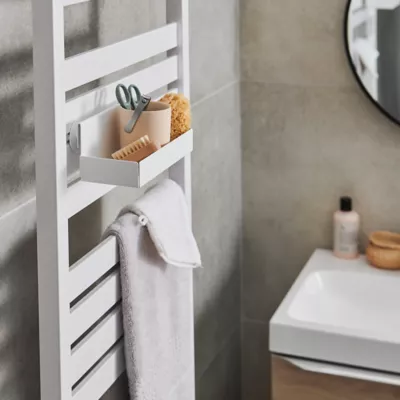 Tablette en métal GoodHome Muromi blanche pour sèche-serviettes