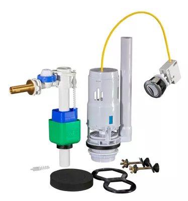 Chasse d'eau + robinet flotteur Flomasta SE 3/8 - 2", Bouton poussoir + câble + remplissage différé