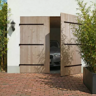 Porte de garage GoodHome 2 vantaux bois 240 x h.200 cm