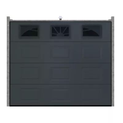 Porte de garage sectionnelle GoodHome gris à K7 avec hublots - L.240 x h.200 cm - motorisée (en kit)