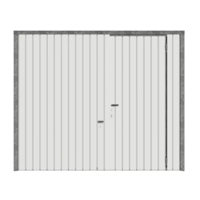 Porte de garage basculante acier GoodHome blanc RAL 9010 avec portillon - L.240 x h.200 cm - manuelle (pré-montée)
