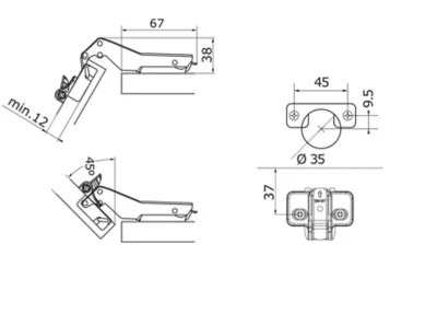 Charnière d'angle GoodHome Kombu 45°, 2 pièces