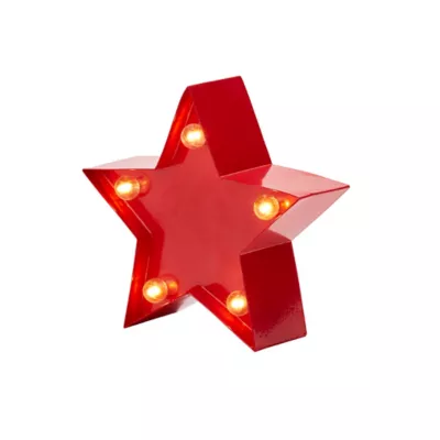 Etoile 3D rouge 9,2 cm LED blanc chaud