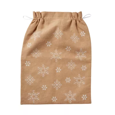 Sac hotte Noël naturel flocon l.60 x H.80 cm