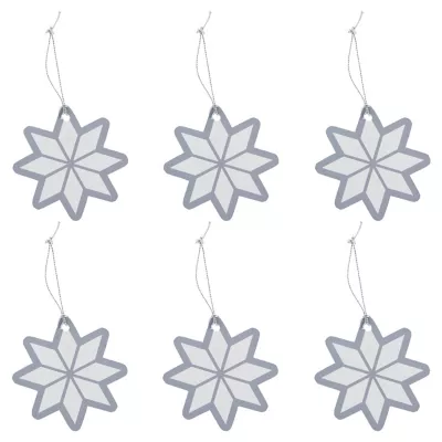 Etiquettes cadeaux de Noël avec ficelle étoile gris blanc (x6 étiquettes)