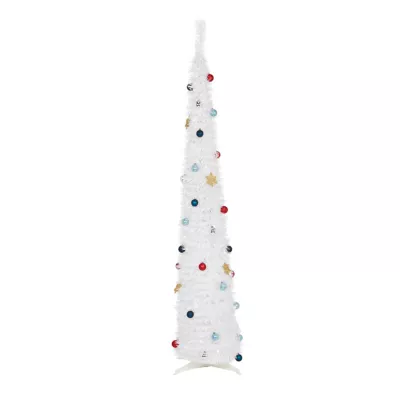 Sapin artificiel dépliant blanc Trevalli à LED, 6 pieds