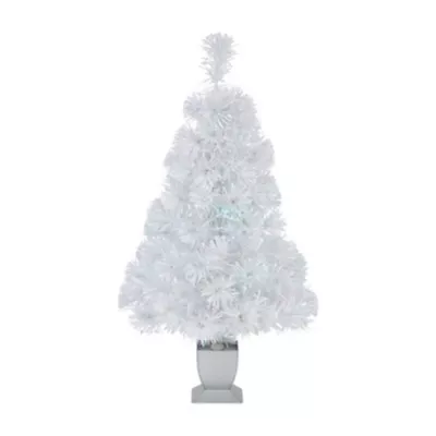 Sapin artificiel fibre optique blanc h.12 cm