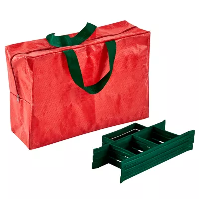 Sac de rangement PVC pour décorations de Noël L.44 x l.15 x H.30 cm rouge