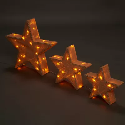 3 étoiles lumineuses LED 50 cm blanc chaud