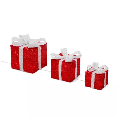 Cadeaux lumineux rouge LED 25 cm blanc chaud