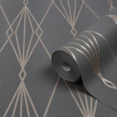 Papier peint vinyle sur intissé GoodHome Ajuga noir