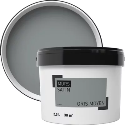Image principale de Peinture murale gris moyen satin 2,5L