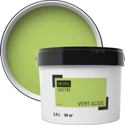 Peinture murale vert acide satin 2,5L