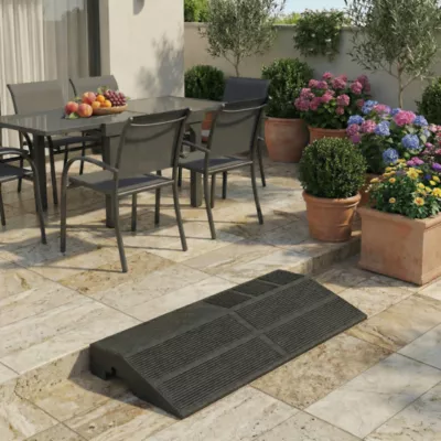 Marche de terrasse composite anthracite Blooma Angara 40 x 20 cm