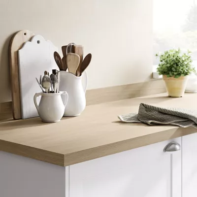 Plan de travail stratifié effet bois clair L.300 x l.62 x ép.3,8 cm GoodHome Kala