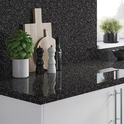 Crédence de cuisine noir et blanc GoodHome Berberis l. 200 cm x H. 60 cm x Ep. 3 mm