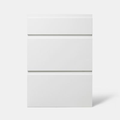 Façade de cuisine 1 tiroir et 2 casseroliers Garcinia blanc brillant l. 50 cm x H. 72 cm GoodHome