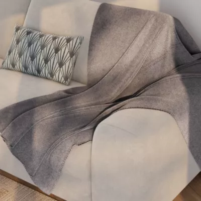 Plaid polaire 1px Cocooning gris l.120 x L.170cm