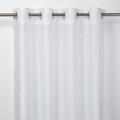 Voilage GoodHome Succusa blanc à lignes l.140 x H.260 cm
