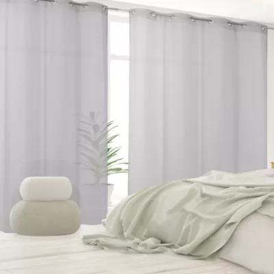 Voilage tamisant à oeillets effet tissé Kymbe beige L.260 x l.140cm GoodHome
