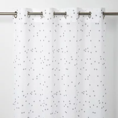 Voilage GoodHome Pyrite blanc motifs gris foncé l.140 x H.260 cm